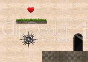 Computer Game Level with heart and trap