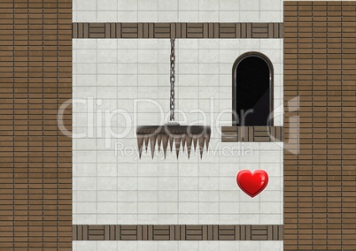 Computer Game Level with traps and heart