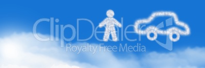 Man and car Cloud Icons with sky