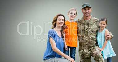 Happy Military Family with green background