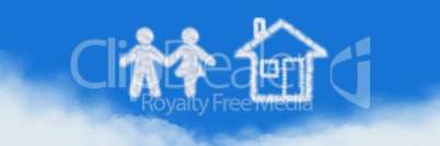 House and couple Cloud Icons with sky