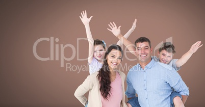 Family having fun together with brown background