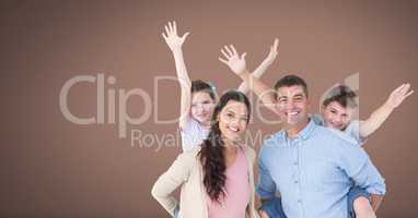 Family having fun together with brown background