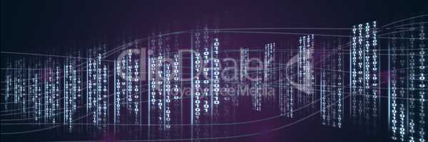 Code binary interface and purple background