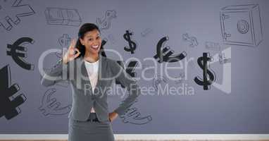 businesswoman smiling with ok sign