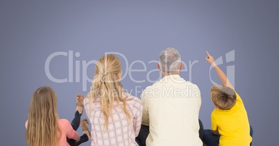 Family dreaming together with purple background