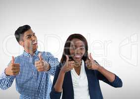 man and women with thumbs up