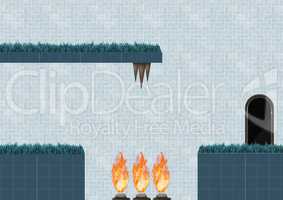 Computer Game Level with fire and traps