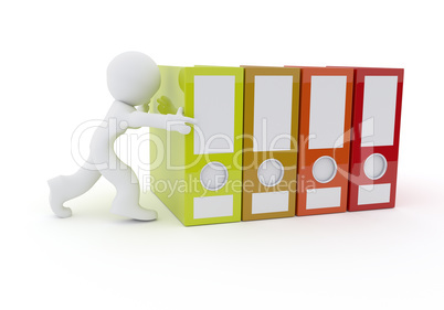 Character with folder on white, 3d rendering