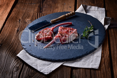 Raw cut rack of lamb