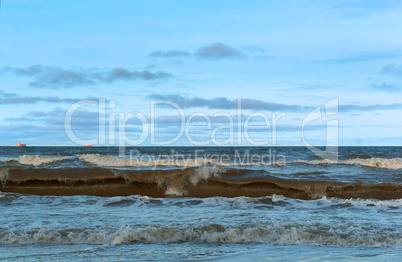 sea wave, storm at sea, waves lapping on the shore