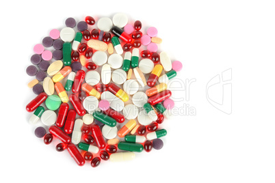 Assorted pharmaceutical medicine pills, tablets and capsules iso