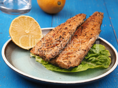 Smoked mackerel on a plate