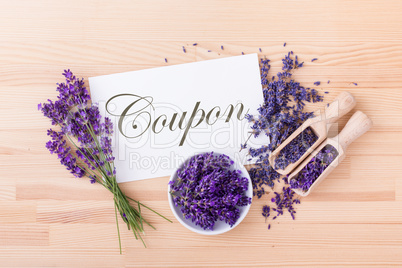 Coupon with lavender flowers