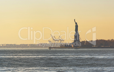 Sunset over the Statue of Liberty