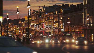 Cars. St Petersburg. Nevsky prospect.