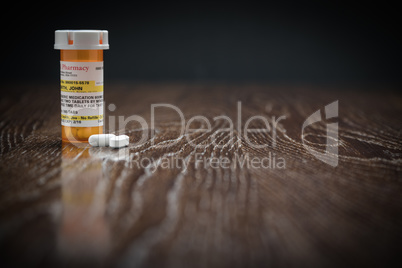 Non-Proprietary Prescription Medicine Bottle and Pills on Reflec