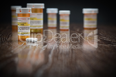 Variety of Non-Proprietary Prescription Medicine Bottles and Pil