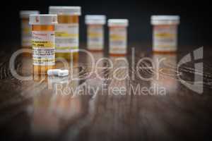 Variety of Non-Proprietary Prescription Medicine Bottles and Pil