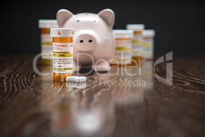 Variety of Non-Proprietary Prescription Medicine Bottles, Pills