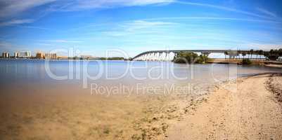 View from the beach of Sanibel Causeway bridge,