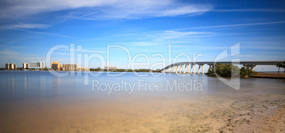 View from the beach of Sanibel Causeway bridge,
