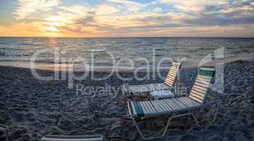 Chairs along Vanderbilt Beach in Naples, Florida