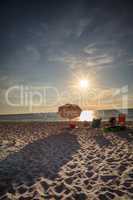 Umbrellas along Vanderbilt Beach in Naples, Florida