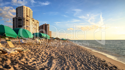 Umbrellas along Vanderbilt Beach in Naples, Florida