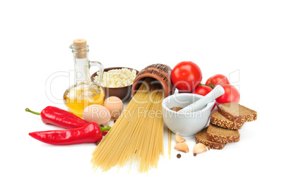 Set of natural products isolated on white background. Healthy fo