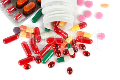 Assorted pharmaceutical medicine pills, tablets and capsules iso