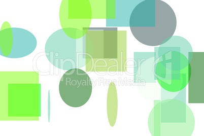 Abstract green circle and ellipses squares and rectangles illustration background