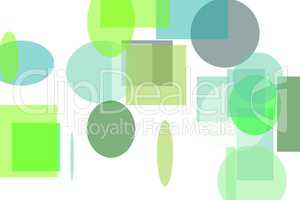 Abstract green circle and ellipses squares and rectangles illustration background