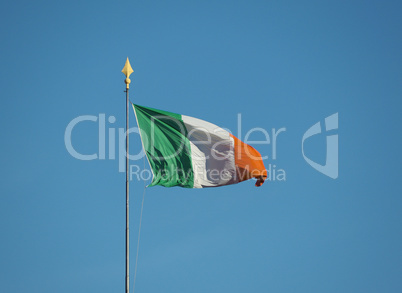 Irish Flag of Ireland over blue sky