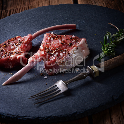 Raw cut rack of lamb