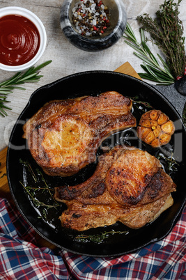 Roasted pork chop steak