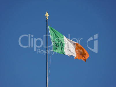 Irish Flag of Ireland over blue sky