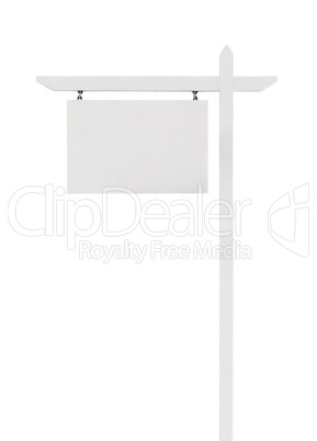 Blank Real Estate Sign Isolated on a White Background.