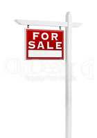 Left Facing For Sale Real Estate Sign Isolated on a White Backgr