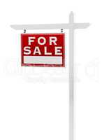 Left Facing For Sale Real Estate Sign Isolated on a White Backgr