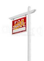 Left Facing Sold For Sale Real Estate Sign Isolated on a White B