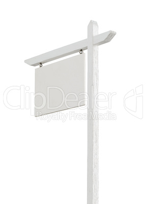 Blank Real Estate Sign Isolated on a White Background.