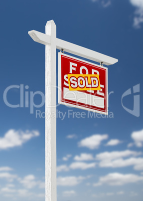 Right Facing Sold For Sale Real Estate Sign on a Blue Sky with C