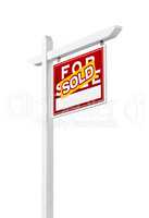 Right Facing Sold For Sale Real Estate Sign Isolated on a White