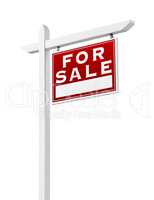 Right Facing For Sale Real Estate Sign Isolated on a White Backg