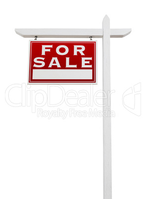 Left Facing For Sale Real Estate Sign Isolated on a White Backgr