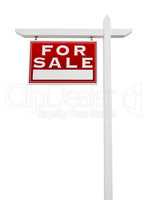 Left Facing For Sale Real Estate Sign Isolated on a White Backgr