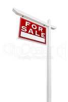 Left Facing For Sale Real Estate Sign Isolated on a White Backgr