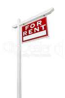 Right Facing For Rent Real Estate Sign Isolated on a White Backg