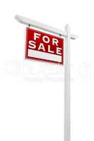 Left Facing For Sale Real Estate Sign Isolated on a White Backgr